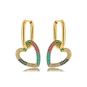 Brinco Argola Coração Micro Zircônia Color