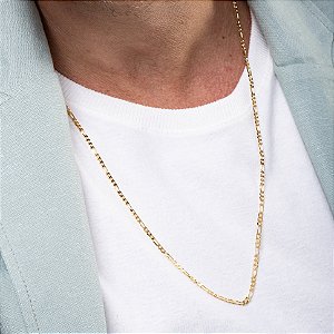 Colar Masculino Elo 3x1 Liso - Ouro