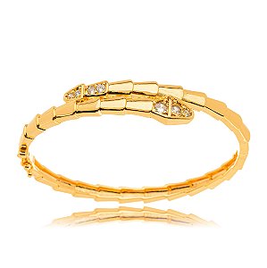 Bracelete Cobra com Detalhe Cravejado - Ouro
