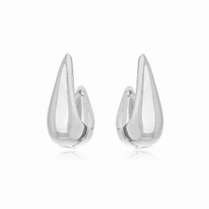 Brinco Ear Hook Gota - Ródio Branco