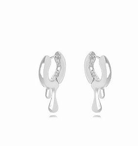 Brinco Argola Gota Lisa - Ródio Branco