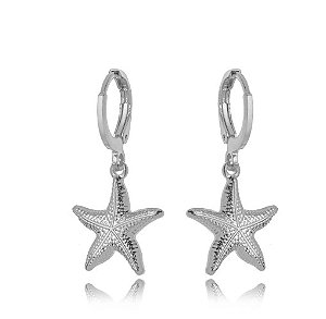 Brinco Argola Estrela Lisa - Ródio Branco