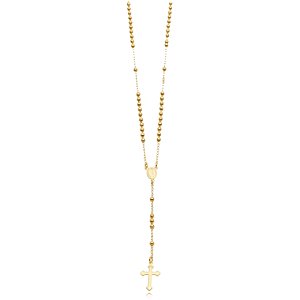 Colar Religioso  Terço Bolinhas Lisas - Ouro
