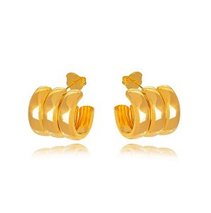Brinco Fileiras Lisas. - Ouro