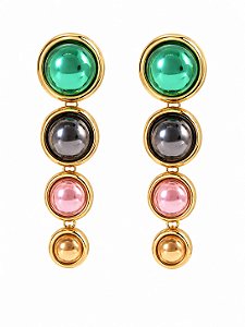 Brinco Cristais Color – Banho em Ouro Amarelo 18K