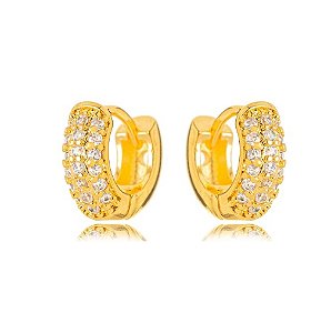 Brinco  Argola Micro Zircônia - Ouro