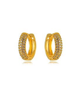 Brinco  Argola Micro Zircônia - Ouro