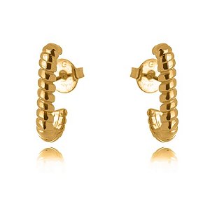 Brinco Ear Hook Detalhado Liso - Ouro