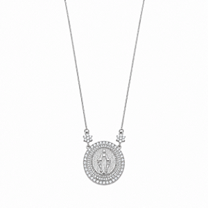 Colar Religioso Nossa Senhora Micro Zircônia – Banho em Ródio Branco