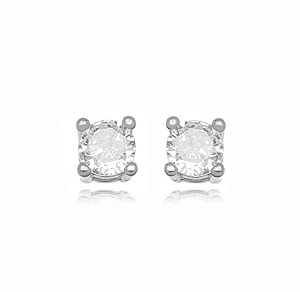 Brinco Ponto de Luz 6mm - Ródio Branco