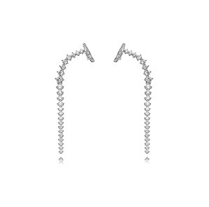 Brinco Ear Line Cristais - Ródio Branco