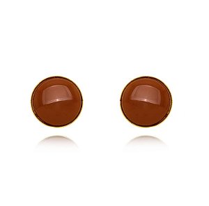 Brinco Redondo Esmaltado - Ouro Marrom