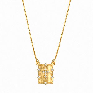 Colar Religioso Cruz Micro Zircônia – Banho em Ouro Amarelo 18K
