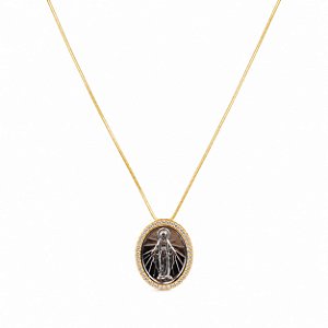 Colar Religioso Nossa Senhora com Micro Zircônias – Banho em Ouro