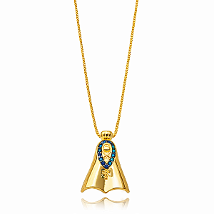 Colar Semijoia Religioso Nossa Senhora Micro Zircônia - Ouro