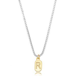 Choker Riviera Letra R - Bicolor