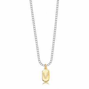Choker Riviera Letra V Bicolor