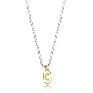Choker Riviera Letra C - Bicolor