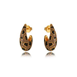 Brinco Semijoia Esmaltado - Ouro Cinza