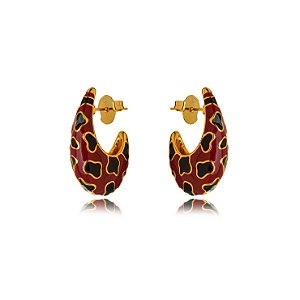 Brinco Semijoia Esmaltado - Ouro Vermelho
