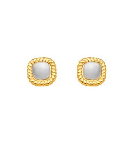 Brinco Semijoia Quadrado Liso Bicolor