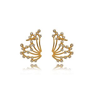 Brinco Ear Cuff Micro Zircônias – Banho de Ouro