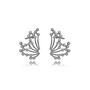 Brinco Ear Cuff Micro Zircônias – Banho de Ródio Branco