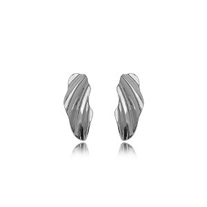 Brinco Orgânico Detalhado Liso – Banho de Ródio Branco