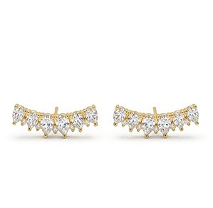 Brinco Semijoia Gotas Cristais - Ouro