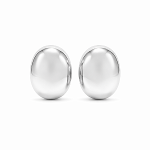 Brinco Semijoia Oval Liso – Ródio Branco