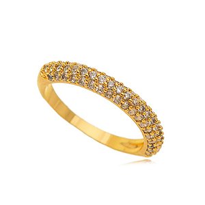 Anel Semijoia Aparador Micro Zircônia - Ouro 13