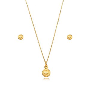 Conjunto Infantil Coração - Banho em Ouro