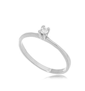 Anel Semijoia Solitário Micro Zircônia - Ródio Branco 19