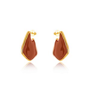 Brinco Esmaltado Marrom - Ouro