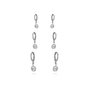 Brinco Trio Argola - Ródio Branco