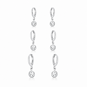 Brinco Trio Argola - Ródio Branco