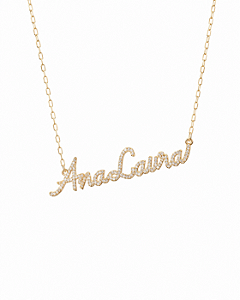 Colar Personalizado Nome Cravejado – Banho em Ouro