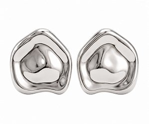Brinco Maxi Orgânico – Banho em Ródio Branco