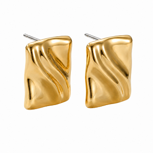 Brinco Quadrado Detalhado Liso - Ouro