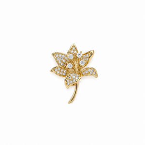 Broche Flor Cravejado - Banho Ouro