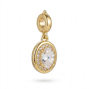 Pingente Oval Cravejado - Banho em ouro