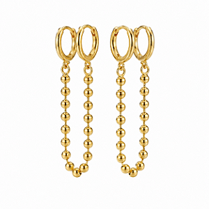 Brinco Duplo Argola com Esferas - Banho Ouro