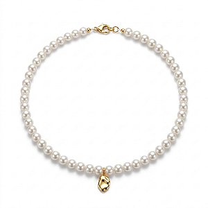 Choker Perola com Medalha - Banho Ouro