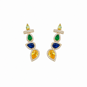 Brinco Ear Cuff Gota Cravejado Color – Banho em Ouro