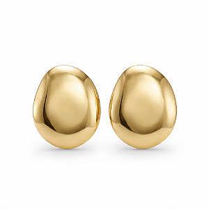 Brinco Oval Liso – Banho em Ouro