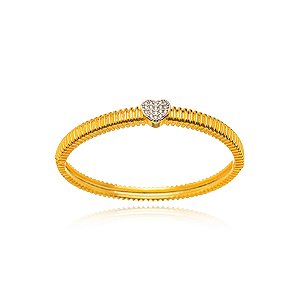 Bracelete Coração Cravejado - Banho Ouro