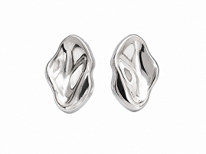Brinco Orgânico Liso – Ródio Branco