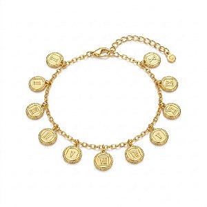 Pulseira Religiosa Medalhas Dez Mandamentos – Banho em Ouro