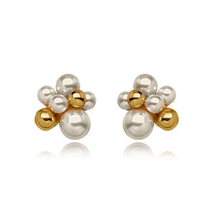 Brinco Flor de Pérolas – Banho em Ouro