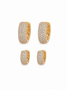 Brinco Duas Argolas Cravejadas – Banho de Ouro Amarelo 18K